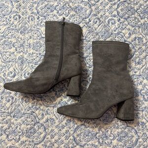 Gray Suede Ankle Boots
